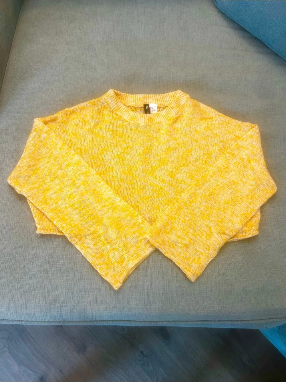 H&M Yellow Marled Cropped Knit Sweater